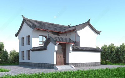 中式双层住宅3D模型下载